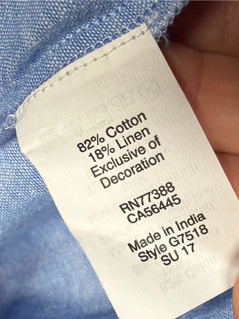 J. Crew Factory‎ Embroidered Chambray Shirt Women's Blue Linen Blend Size 00